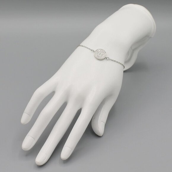 Bracelet jewelry elegant silver tone adjustable sparkly sparkle adjustable new - Picture 2 of 6